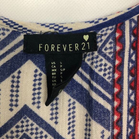 Forever 21 Tank Top Womens Small Fringe Boho Patriotic 4th of July Dainty Flowy - Picture 2 of 10